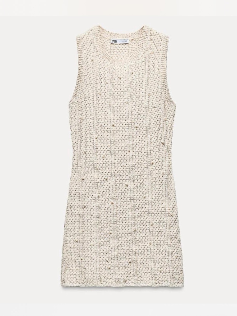 Zara Pearl Cream Knit Sleeveless Mini Dress - Picture 4 of 4